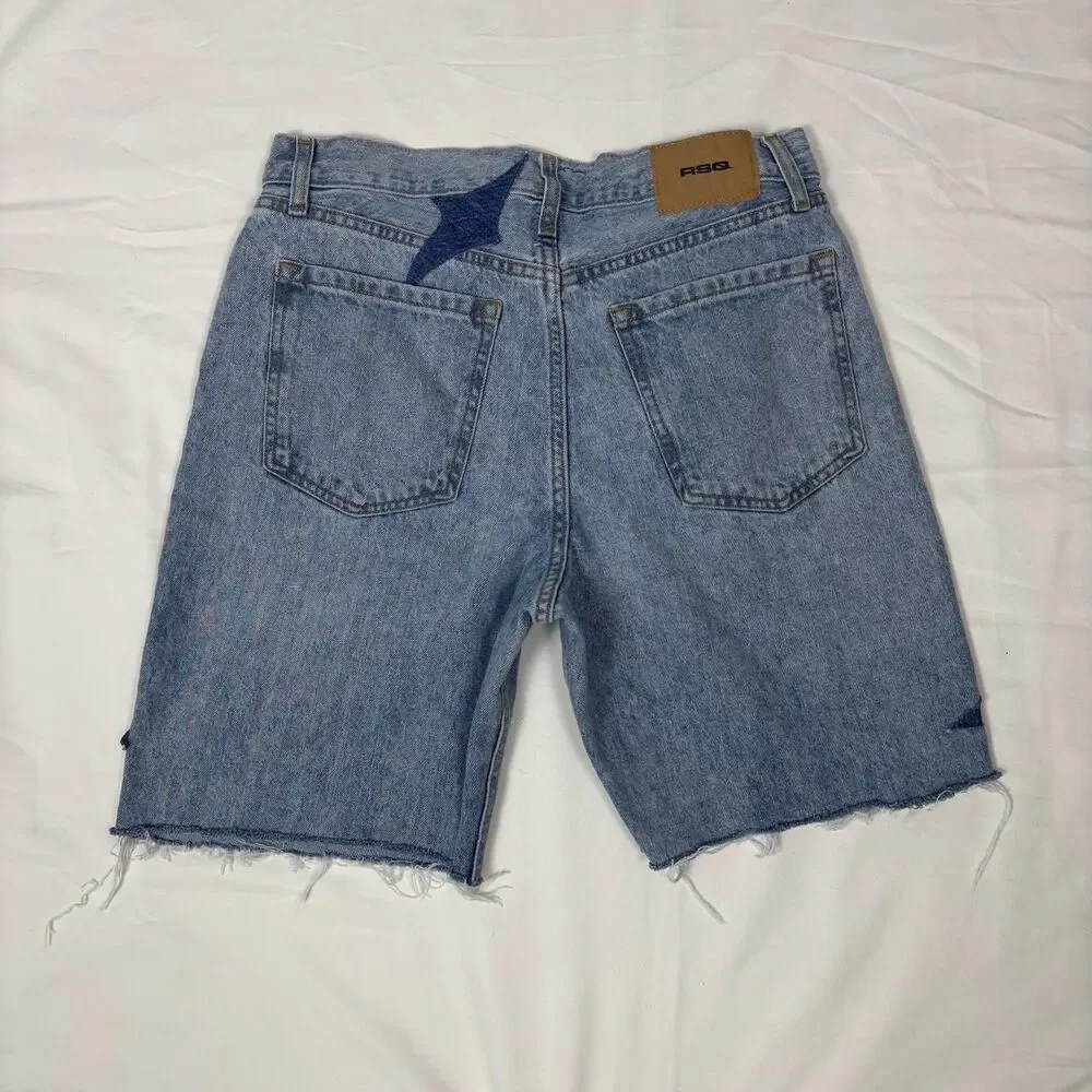 Blue denim JORTS with star patches